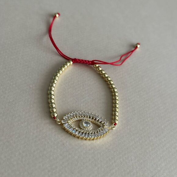 Gold and Red Evil Eye Bracelet #1860 - Picture 2 of 2